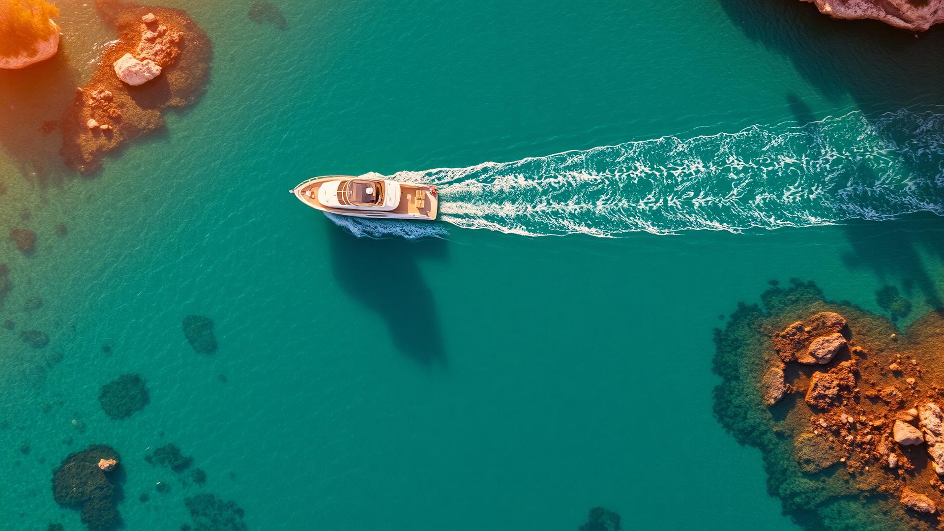 Luxury tour boat on turquoise waters